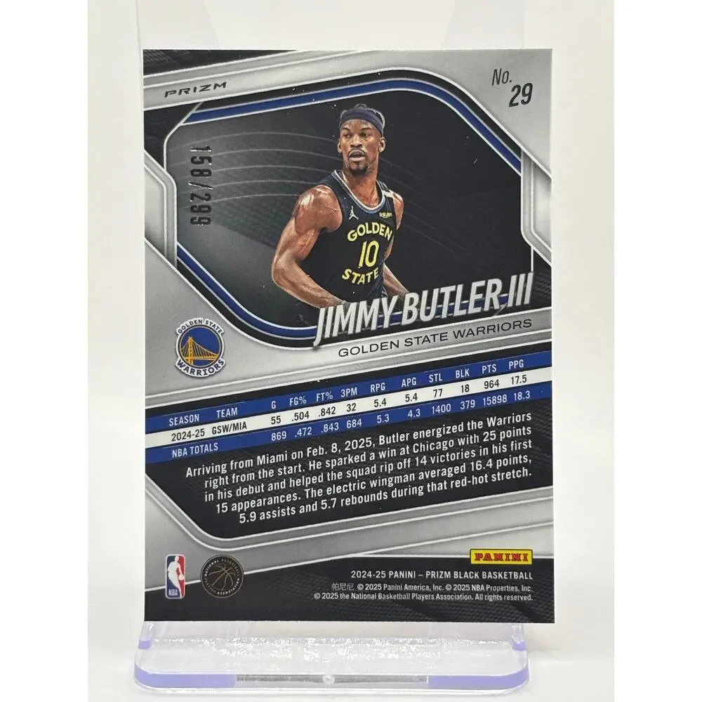 2024-25 Panini Prizm Black Jimmy Butler III Red Prizm Refractor 158/299 Warriors - Picture 2 of 2
